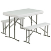 Flash Furniture White Pop Up Canopy Tent and Folding Bench Set JJ-GZ88103-WH-GG